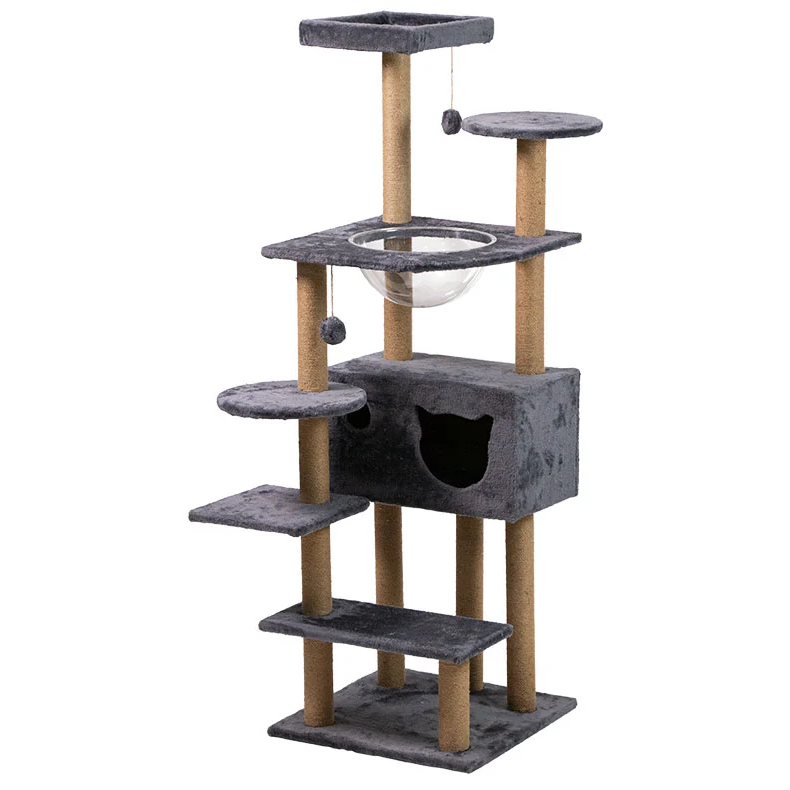 Multi-Level Cat Tree with Scratching Posts, Spacious Hammock, 2 Condos, and 2 Top Perches,Cat Climbing Frame (153 cm Tall)