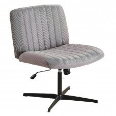 Criss Cross Office Chair, Wide Armless Adjustable Swivel Chair, Velvet Upholstery, Stationary Base, No Wheels, Ideal for Home or Office (Grey)