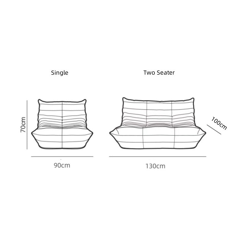 Cozy Togo Sofa, Single and Two-seater, Alcantara Fabric Loveseat Sofas
