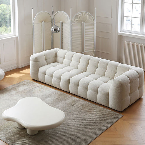 Teddy Sofa Bed Upholstered Loveseat, Three Person Fabric Sofa, High Rebound Density Sponge Sofa for Living Room, 180cm