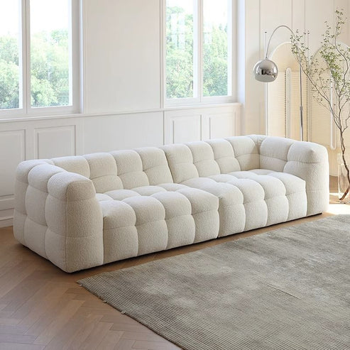 Teddy Sofa Bed Upholstered Loveseat, Three Person Fabric Sofa, High Rebound Density Sponge Sofa for Living Room, 180cm