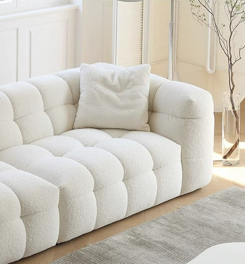 Teddy Sofa Bed Upholstered Loveseat, Three Person Fabric Sofa, High Rebound Density Sponge Sofa for Living Room, 180cm