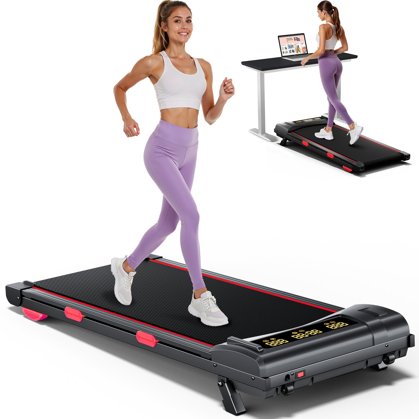 Walking Pad with Incline, Under Desk Treadmill for Home Office, Walking Pad with Handle Bar, 3 in 1 Folding Treadmill with LED Display Wristband Remote Control, 2.5 HP, 300 lbs Capacity