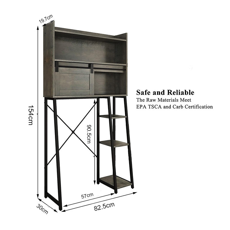 Over The Toilet and Washing Machine Storage Cabinet with Toilet Paper Holder Stand, Mass-Storage Over Toilet Bathroom Organizer with Sliding