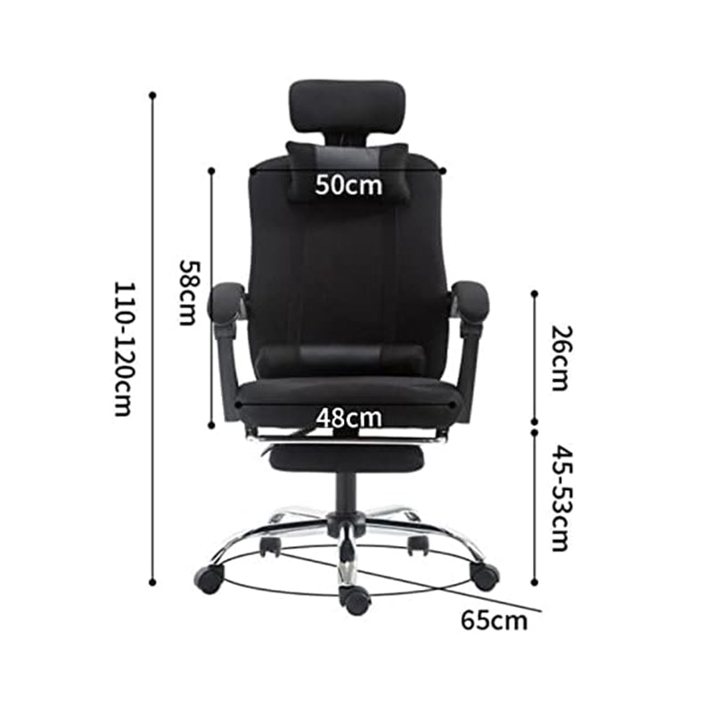 Ergonomic Office Chair and Gaming Chair, PU Leather Office Chair with Footrest, Reclining and Lift Function, Lumbar Support for Home, Office (Black)