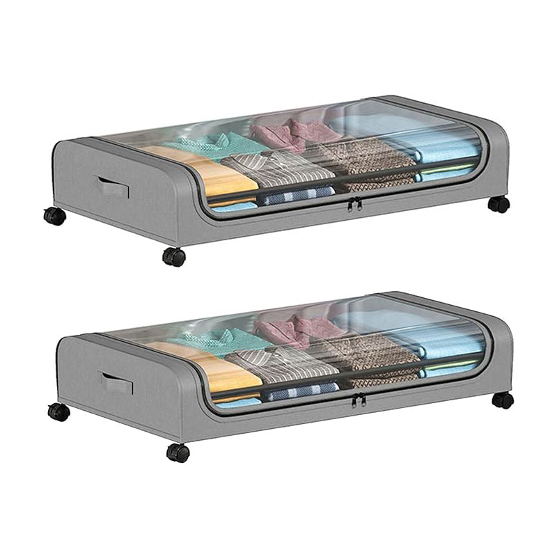 Under Bed Storage With Wheels, 2-Pack Metal Under-Bed Shoe Organizers, Storage Containers with Wheels for Clothes, Toys, Blankets, Shoes, and Bedding in Bedroom(2 Pack)