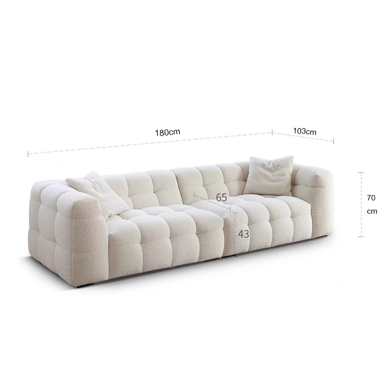 Teddy Sofa Bed Upholstered Loveseat, Three Person Fabric Sofa, High Rebound Density Sponge Sofa for Living Room, 180cm