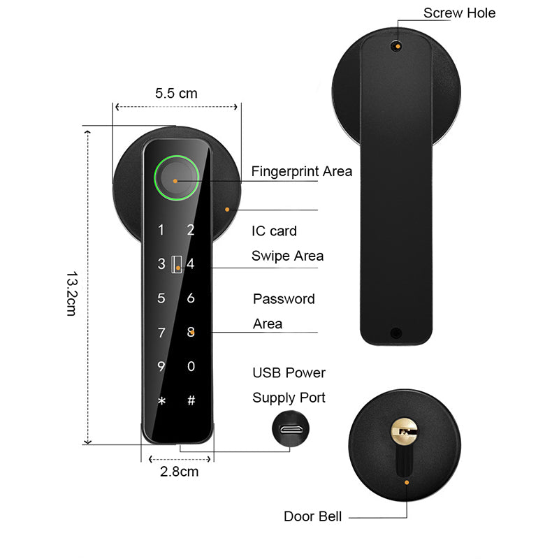 Electronic Smart Home Door Lock, Wireless Biometric Fingerprint Room Door Lock(Double Lock)