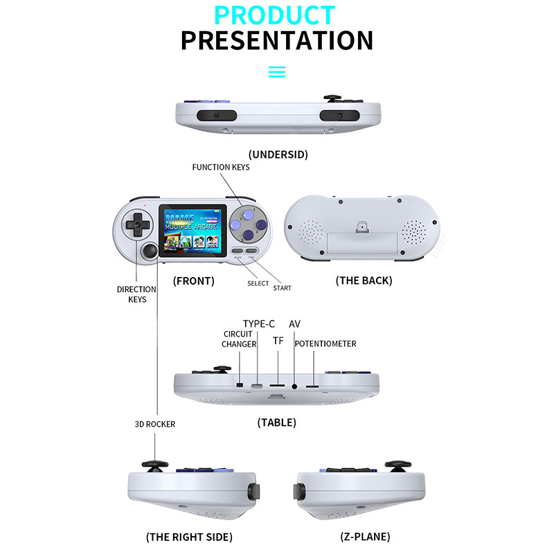 Portable Arcade Game Console with a 3inch HD Screen, 6000 in 1 Games (White)