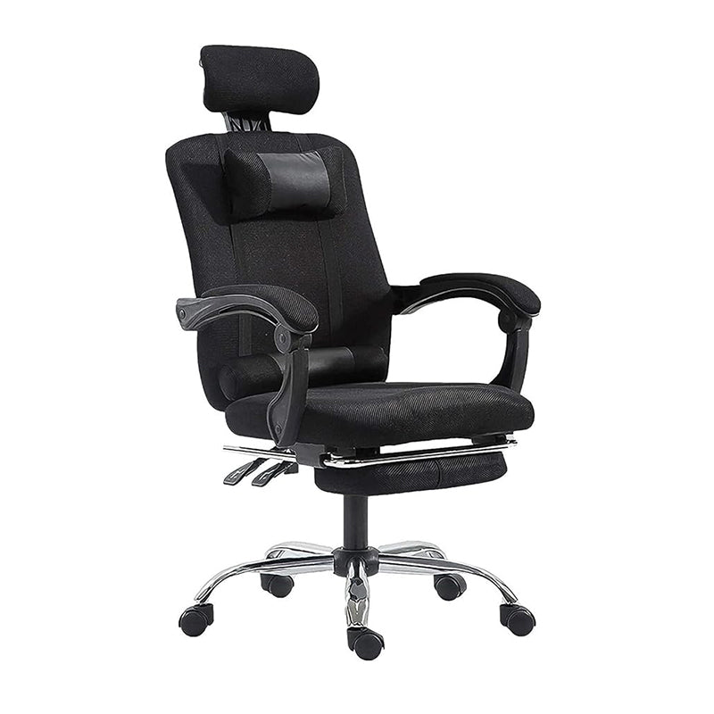 Ergonomic Office Chair and Gaming Chair, PU Leather Office Chair with Footrest, Reclining and Lift Function, Lumbar Support for Home, Office (Black)