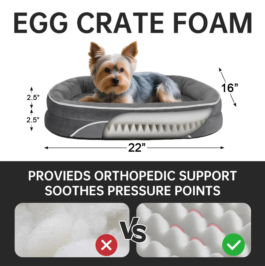 Ophanie 22" and 42" Orthopedic Dog Bed for Small and Large Dogs – Sofa-Style with Plush Washable Cover, 4-Sided Bolsters & Non-Slip Base