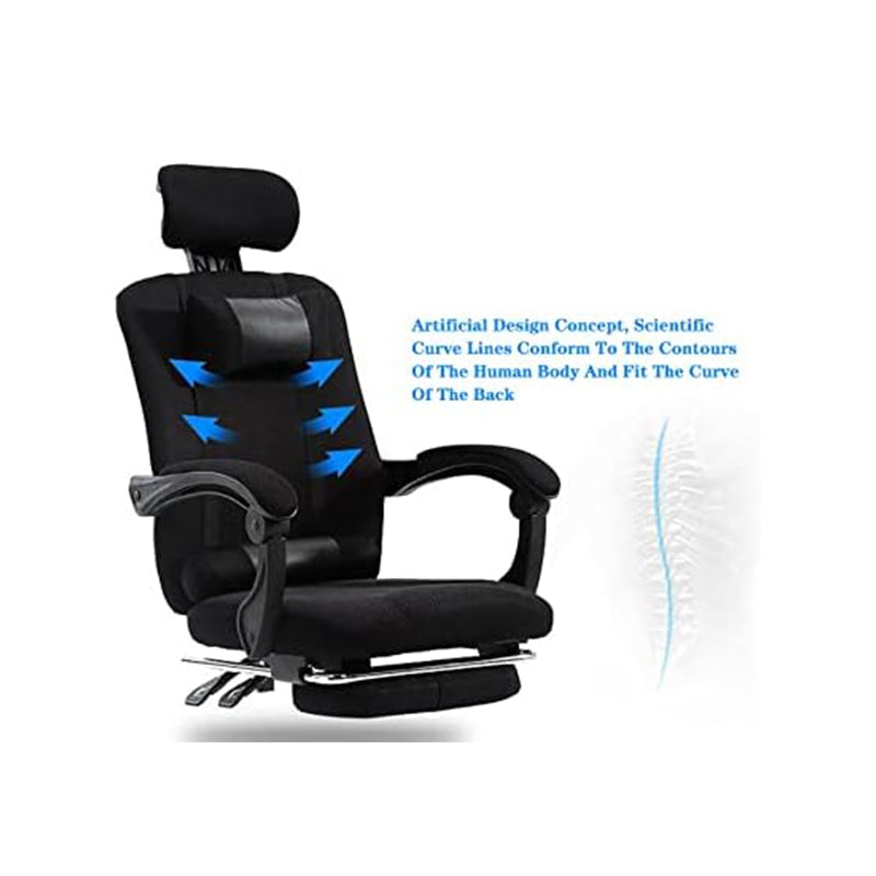Ergonomic Office Chair and Gaming Chair, PU Leather Office Chair with Footrest, Reclining and Lift Function, Lumbar Support for Home, Office (Black)