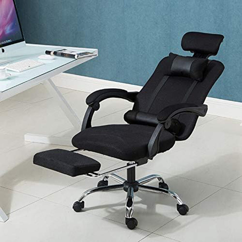 Ergonomic Office Chair and Gaming Chair, PU Leather Office Chair with Footrest, Reclining and Lift Function, Lumbar Support for Home, Office (Black)