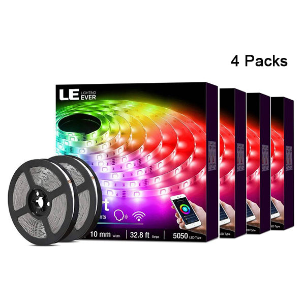 LE Smart LED Light Strip Support for 2.4Ghz Wifi, APP Control 32.8ft light strips Sync with Music, 5050 LED Lights Strip with Color Changing for Bedroom, Kitchen, TV, Home and Party