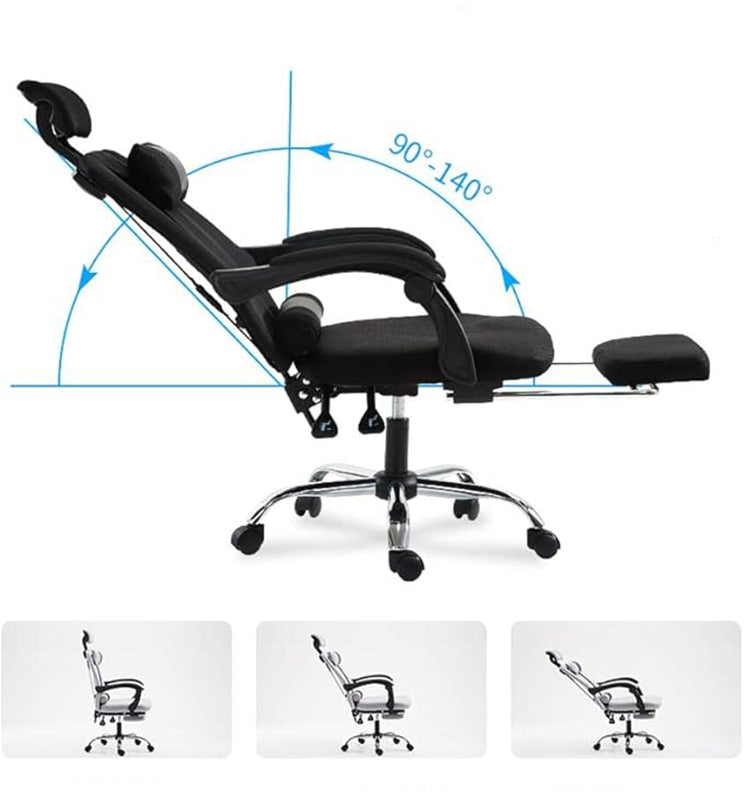 Ergonomic Office Chair and Gaming Chair, PU Leather Office Chair with Footrest, Reclining and Lift Function, Lumbar Support for Home, Office (Black)