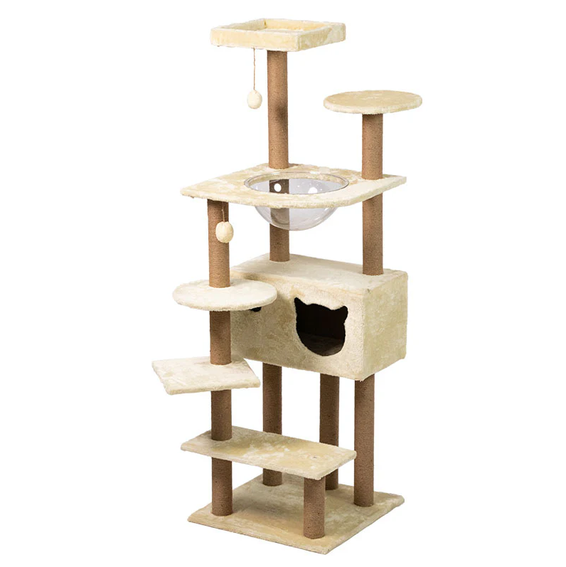 Multi-Level Cat Tree with Scratching Posts, Spacious Hammock, 2 Condos, and 2 Top Perches,Cat Climbing Frame (153 cm Tall)