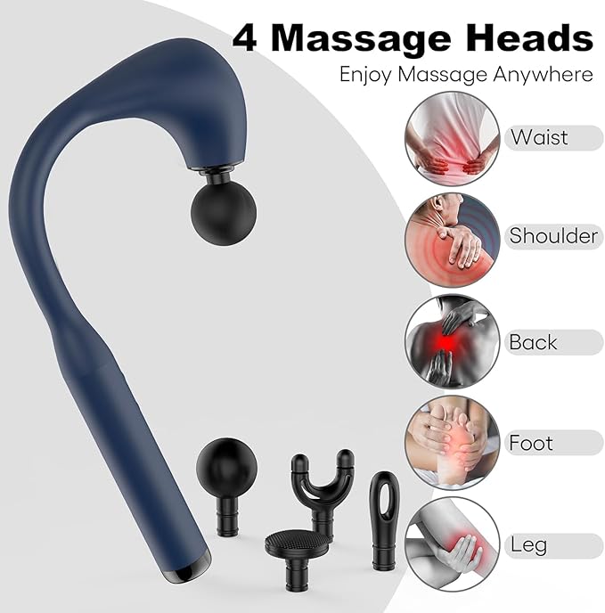 U-Shaped Massage Gun with Extended Handle – Revolutionary Deep Tissue Massager for Neck, Shoulders, Legs, and Back Pain Relief