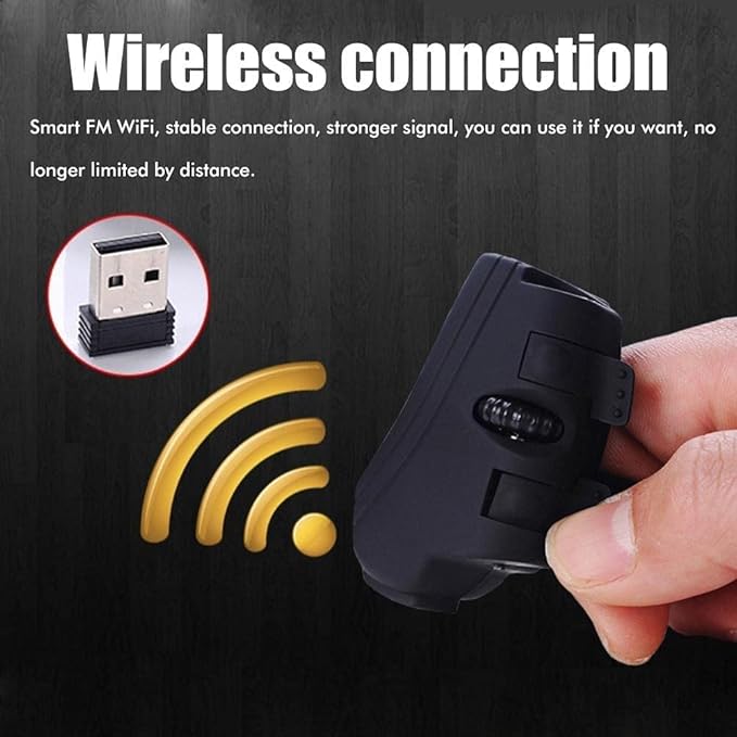 2.4 GHz Wireless Finger Ring Mouse, Rechargeable Mini USB Portable Mouse, Ergonomic Pocket-Sized Mouse for Office, Home, Laptops, Tablets, and Computers
