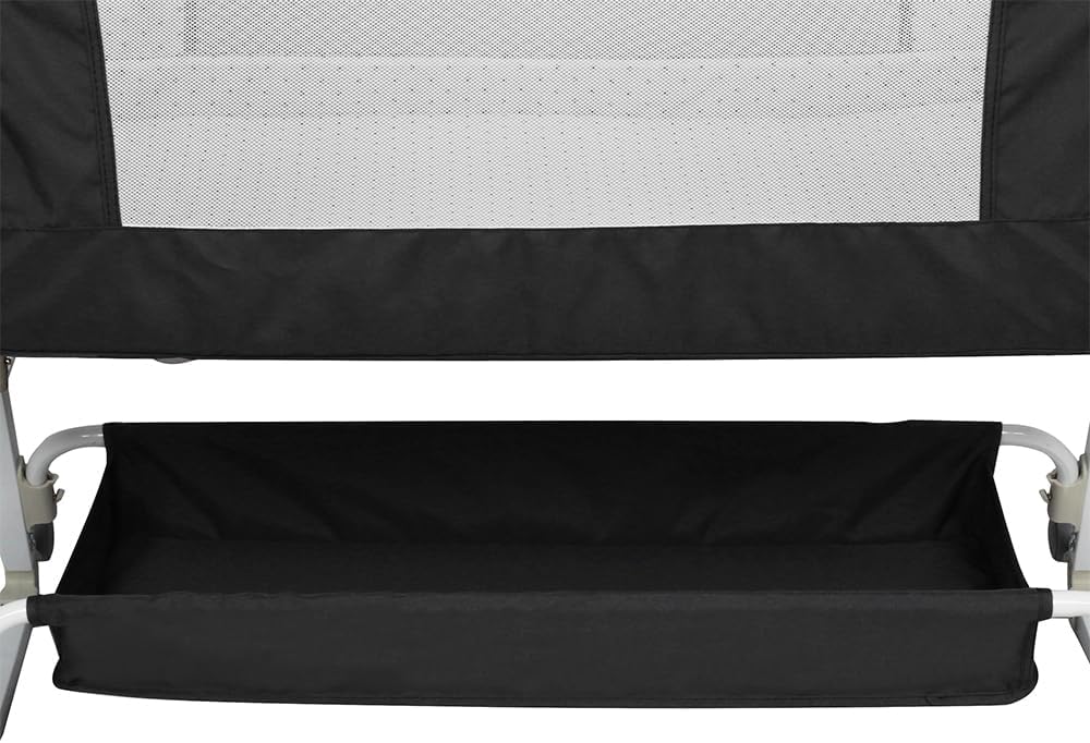 Premium Baby Bassinet Bedside Sleeper with Cradle Function and Lockable Wheels, Storage Tray, Breathable Mesh Sides and Cover, 7-Height Adjustable, Easy-Fold Crib for Newborns