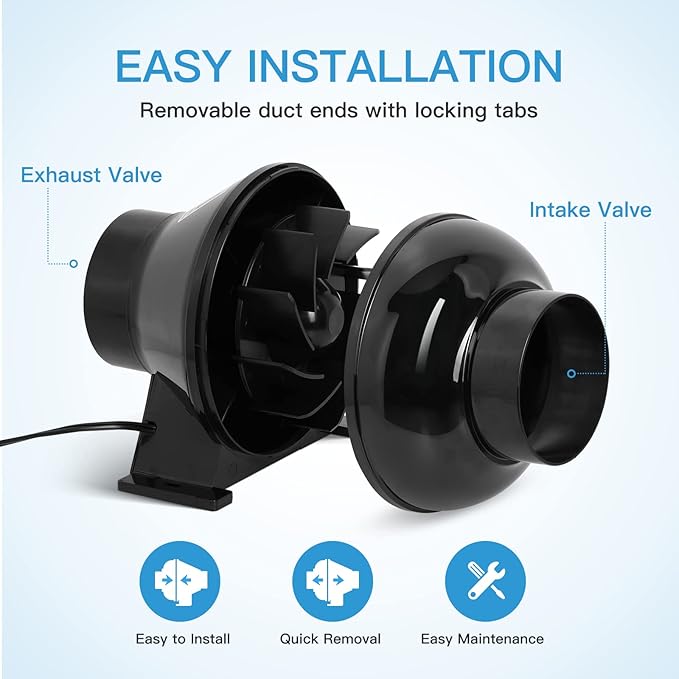 Vivosun 4 Inch 230 CFM Inline Duct Ventilation Fan Quiet Vent Blower for Hydroponics Grow Tent, Greenhouse Air Circulation, Upgrade
