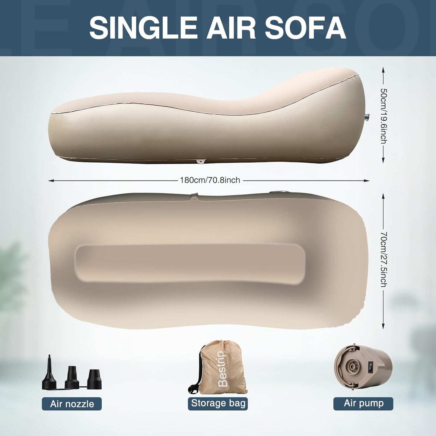 EnjoySpace Automatic Inflatable Lounger, Inflatable Blow Up Sofa Bed with Air Pump for Camping, Hiking, Traveling, Holiday, Suitable for Children, Adults, and Family