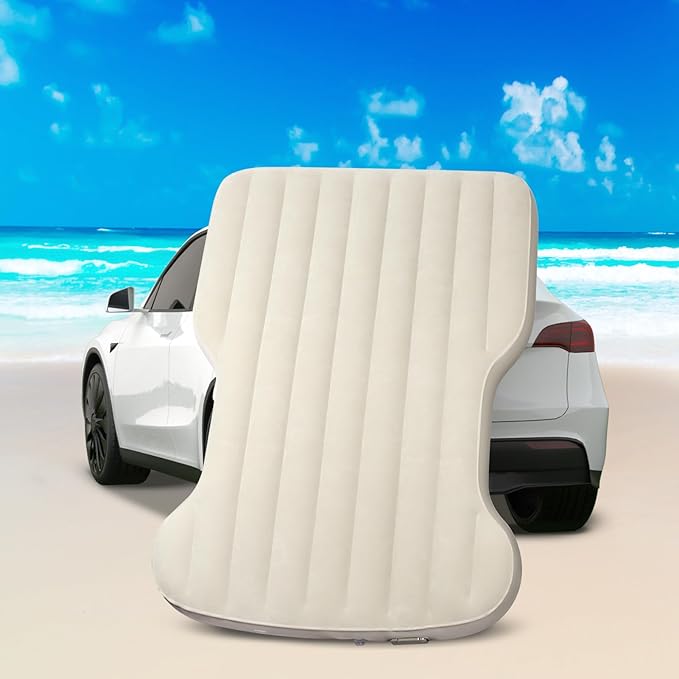 Customized Self-Inflating Mattress for Tesla Model Y (2021–2025), Comfortable Car Sleeping Pad with Cordless Rechargeable Air Pump, Portable Camping Mattress with Storage Bag