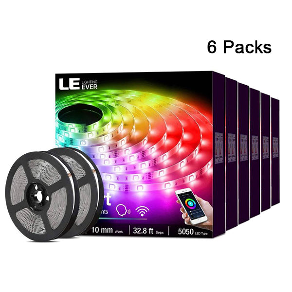 LE Smart LED Light Strip Support for 2.4Ghz Wifi, APP Control 32.8ft light strips Sync with Music, 5050 LED Lights Strip with Color Changing for Bedroom, Kitchen, TV, Home and Party