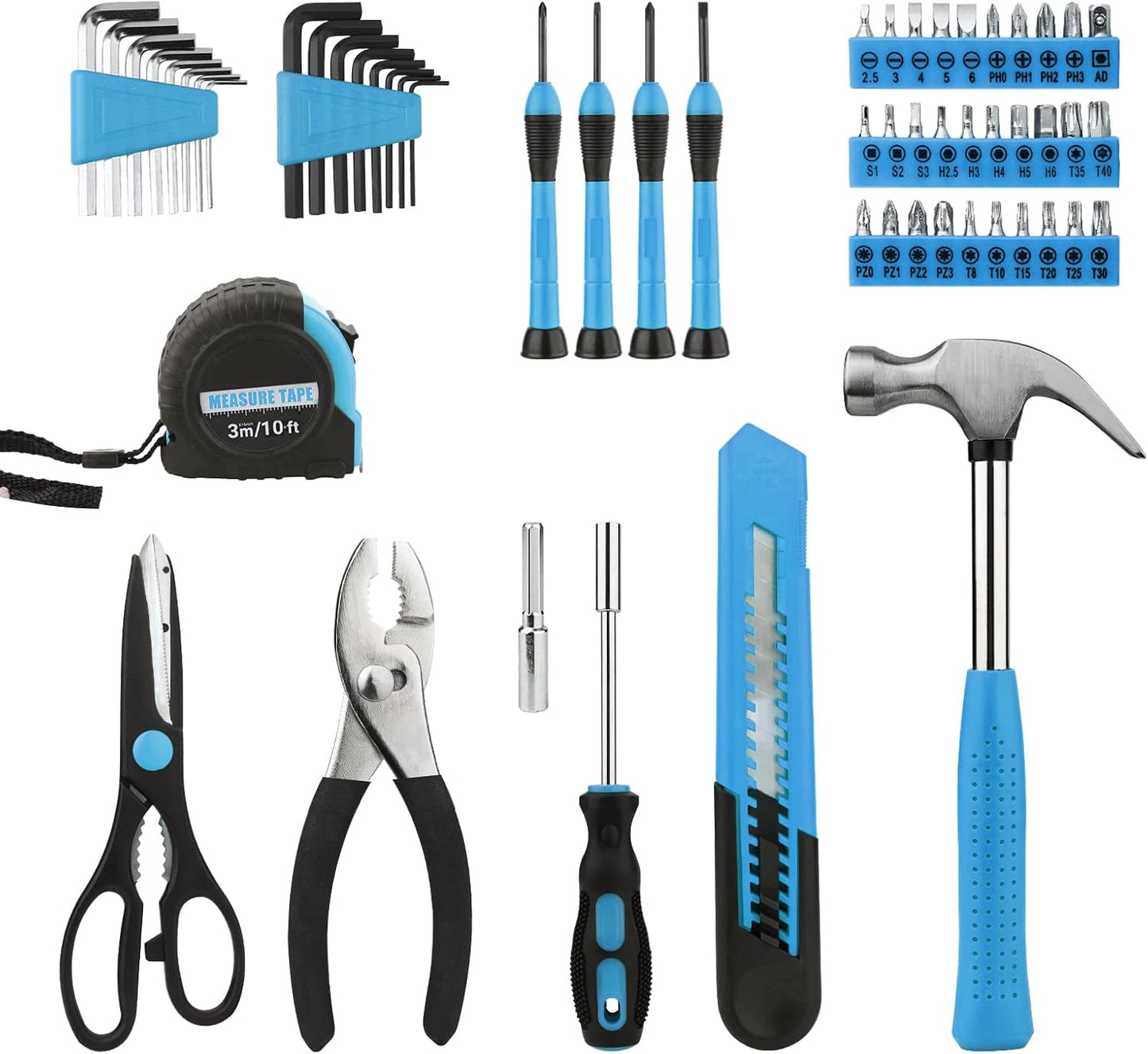 Tacklife Home Tool Kit, 57-Piece Basic Tool kit with Storage Case for Household Repair, Home Improvement and DIY Project Blue