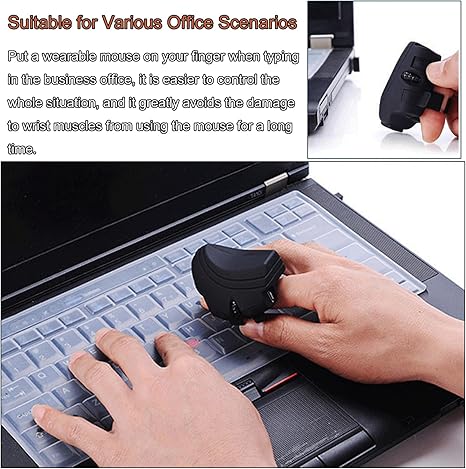 2.4 GHz Wireless Finger Ring Mouse, Rechargeable Mini USB Portable Mouse, Ergonomic Pocket-Sized Mouse for Office, Home, Laptops, Tablets, and Computers