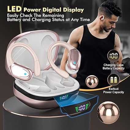 True Wireless Earbuds,Bluetooth In-Ear Headphones with Built-in Mic, 75 Hours Playtime, Digital Display, CVC 8.0 Noise Cancellation, and IPX7 Waterproof Rating, Perfect for Workouts, Running, and Outdoor Use
