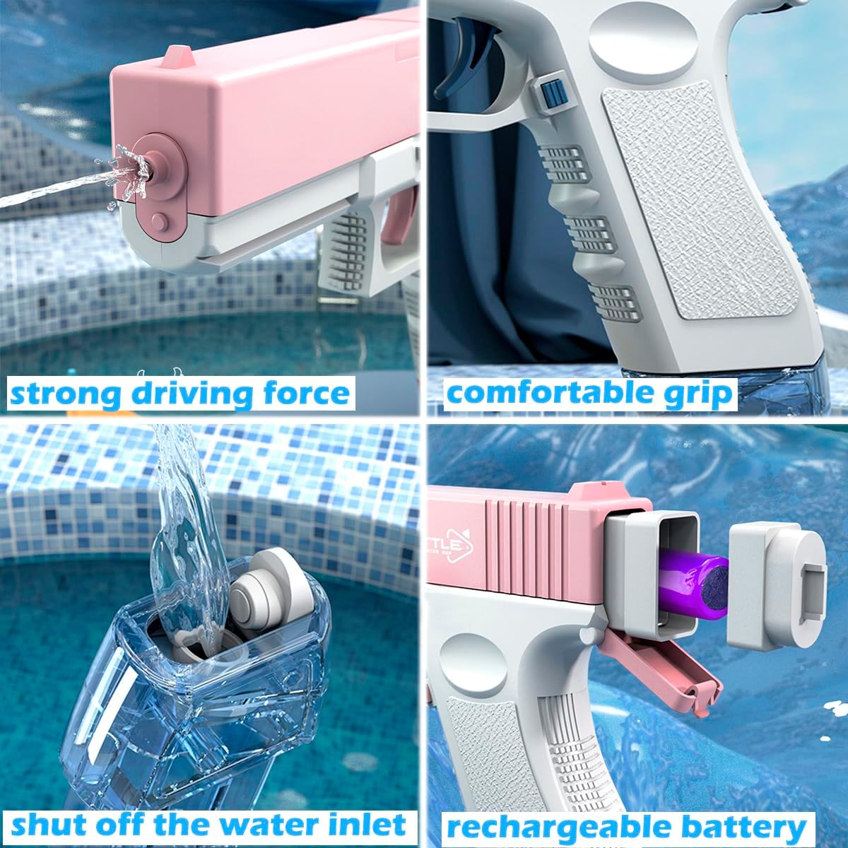 Electric Automatic Water Gun- 492 CC Dual Tank, for Adults & Kids, Ideal for Pool, Beach & Outdoor Summer Fun