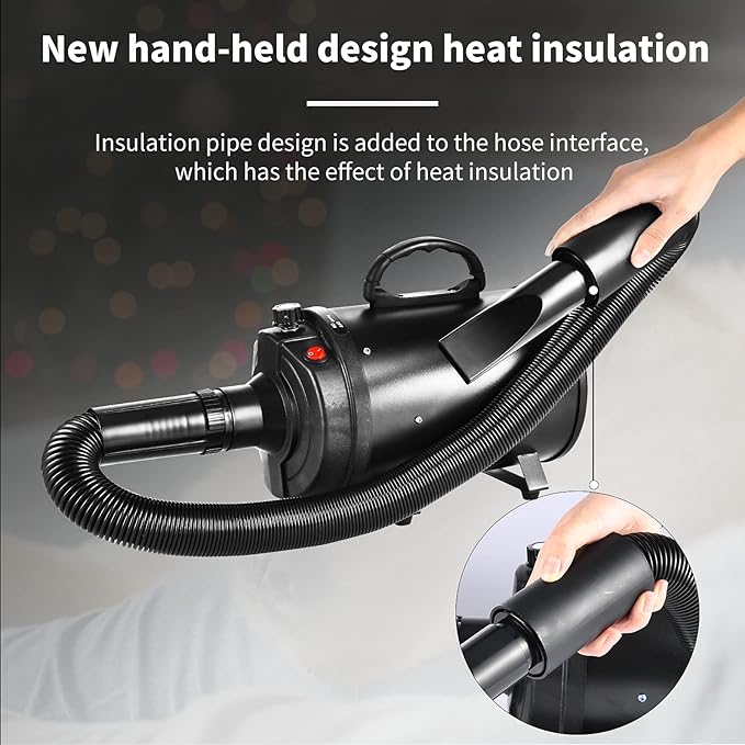 Pet Hair Dryer, 2800W/3.8HP High-Velocity Pet Grooming Blower with Adjustable Speed and Temperature (35°C–55°C), Professional Stepless Air Force Dryer for Dogs, Cats and Hairy Pets