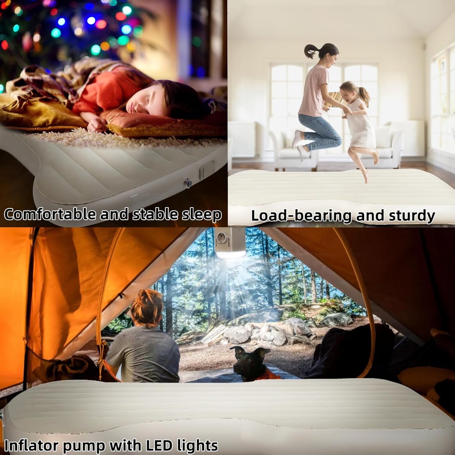 Customized Self-Inflating Mattress for Tesla Model Y (2021–2025), Comfortable Car Sleeping Pad with Cordless Rechargeable Air Pump, Portable Camping Mattress with Storage Bag