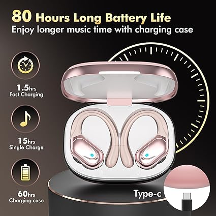 True Wireless Earbuds,Bluetooth In-Ear Headphones with Built-in Mic, 75 Hours Playtime, Digital Display, CVC 8.0 Noise Cancellation, and IPX7 Waterproof Rating, Perfect for Workouts, Running, and Outdoor Use
