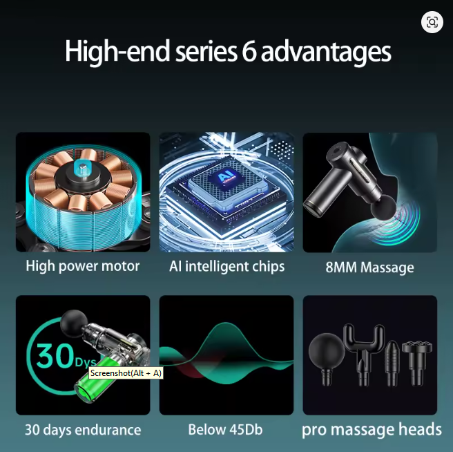 Electric Massage Gun Deep Tissue Handheld Percussion Muscle Percussion Massager, Mini Portable Massage Gun For Muscle Relax Fitness Shaping with 8 Replaceable Massage Heads
