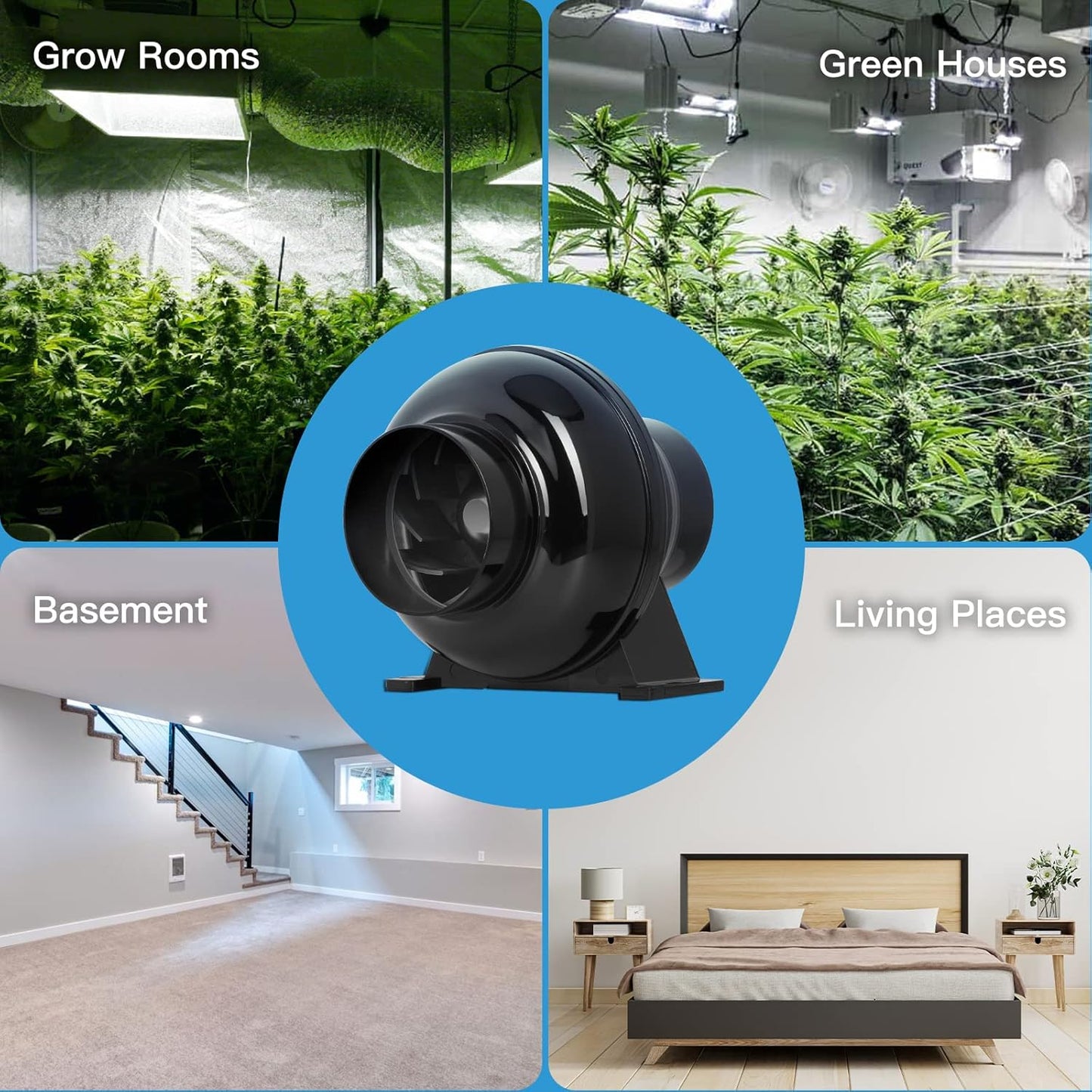 Vivosun 4 Inch 230 CFM Inline Duct Ventilation Fan Quiet Vent Blower for Hydroponics Grow Tent, Greenhouse Air Circulation, Upgrade