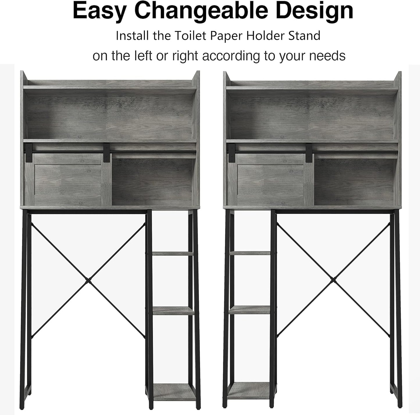 Over The Toilet and Washing Machine Storage Cabinet with Toilet Paper Holder Stand, Mass-Storage Over Toilet Bathroom Organizer with Sliding
