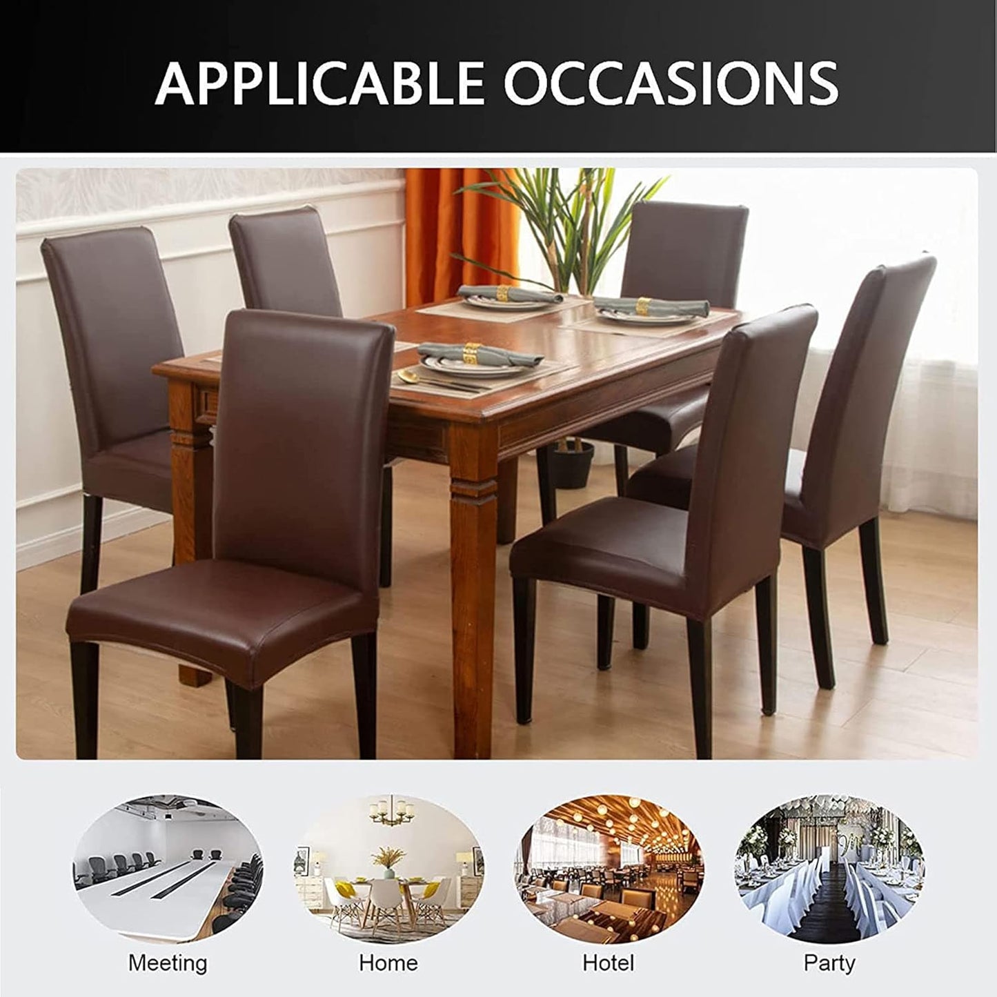 Set of 4 PU Leather Dining Chair, Waterproof and Oilproof for Kitchen or Living Room Chairs Upholstered Parsons Diner