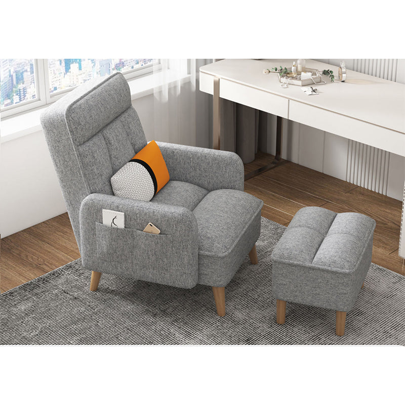 Tittle: Sofa Chair with Ottoman, Perfect for Bedroom, Living Room, or Office. High-Density Sponge-Padded Lounge Chair with Adjustable Backrest and Footrest, Storage Ottoman, and Side Pocket
