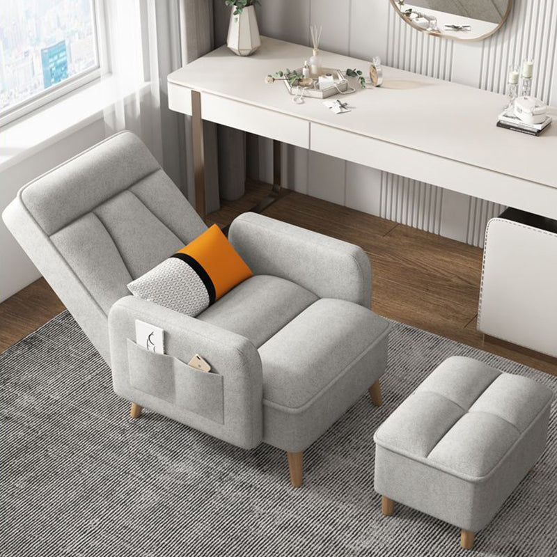 Tittle: Sofa Chair with Ottoman, Perfect for Bedroom, Living Room, or Office. High-Density Sponge-Padded Lounge Chair with Adjustable Backrest and Footrest, Storage Ottoman, and Side Pocket
