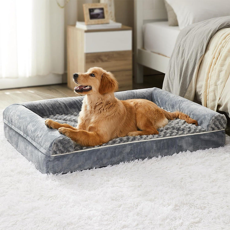 Washable Dog Cat Plush Sofa Bed with a Removable, Waterproof U-Shaped Cushion for Dogs and Cat
