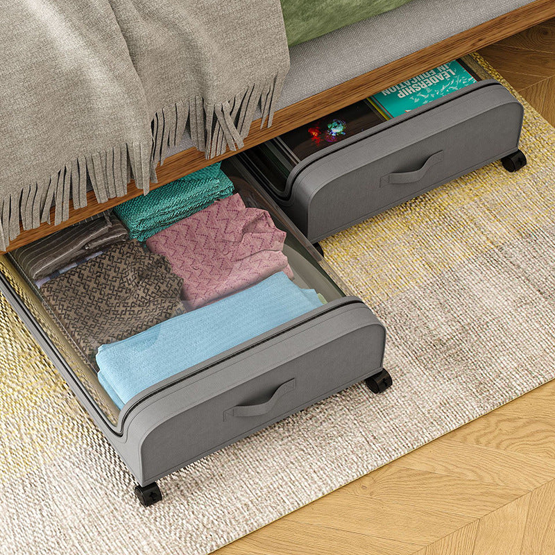Under Bed Storage With Wheels, 2-Pack Metal Under-Bed Shoe Organizers, Storage Containers with Wheels for Clothes, Toys, Blankets, Shoes, and Bedding in Bedroom(2 Pack)