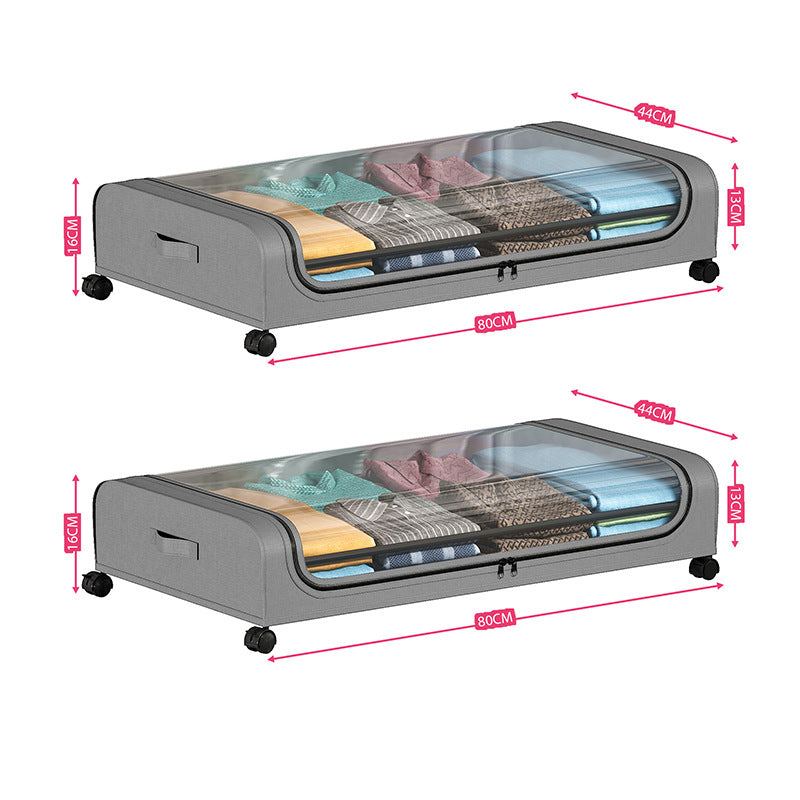 Under Bed Storage With Wheels, 2-Pack Metal Under-Bed Shoe Organizers, Storage Containers with Wheels for Clothes, Toys, Blankets, Shoes, and Bedding in Bedroom(2 Pack)