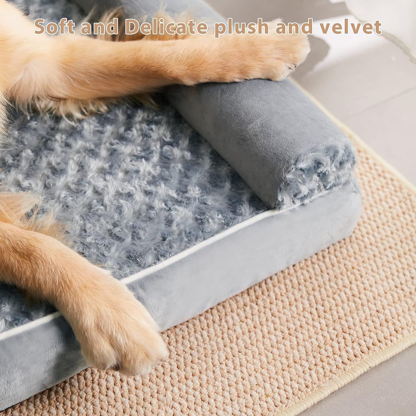 Washable Dog Cat Plush Sofa Bed with a Removable, Waterproof U-Shaped Cushion for Dogs and Cat
