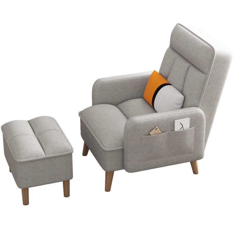 Tittle: Sofa Chair with Ottoman, Perfect for Bedroom, Living Room, or Office. High-Density Sponge-Padded Lounge Chair with Adjustable Backrest and Footrest, Storage Ottoman, and Side Pocket