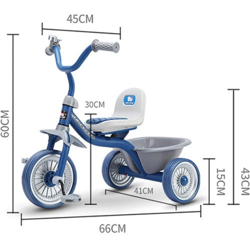 Kids Trike Tricycle with Silent Wheels, Learning Balance Tricycle with Adjustable Seat, Steel Frame, Storage Bin, For 2 to 6 Year Old