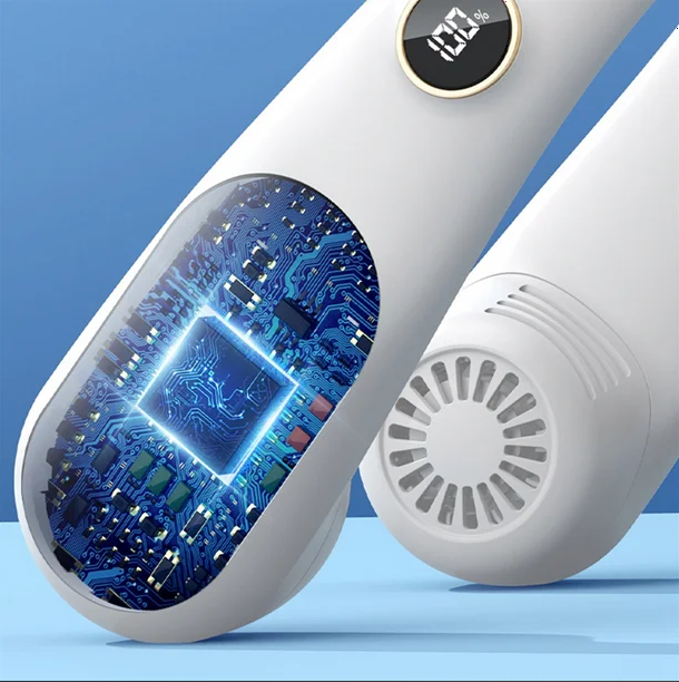 2400mAh Neck Hanging Fan USB Charging Portable 5 Speeds Wearable Cooling Personal Fan