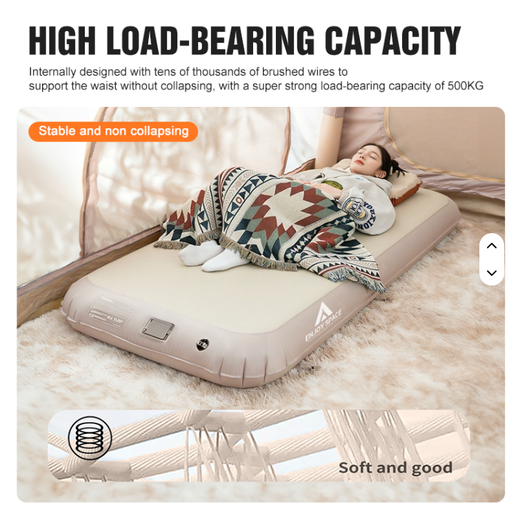 EnjoySpace 7.9’’ Thick Self-Inflating Sleeping Pad with Electric Air Pump, Fast Inflatable Single and Double Mattress for Camping, Hiking, Traveling, Holiday, Suitable for All Ages , 400lbs Capacity