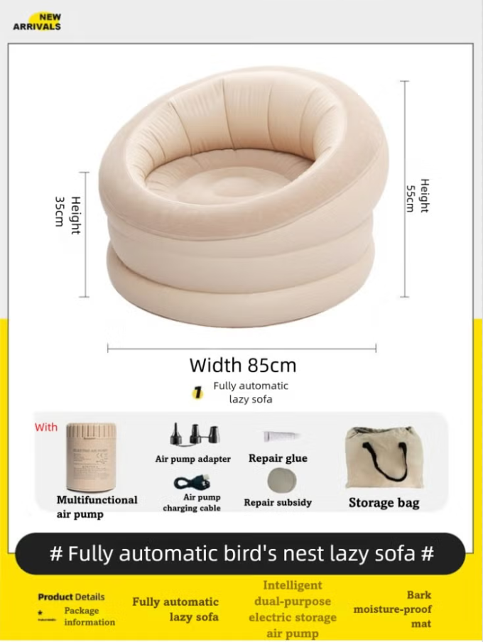 Maxxus Self-Inflating Bird Nest Sofa, Recliner With Air Pump, Prefect for Indoor and Outdoor Camping, Hiking, Traveling, Holiday, Suitable for All Ages , 400lbs Capacity