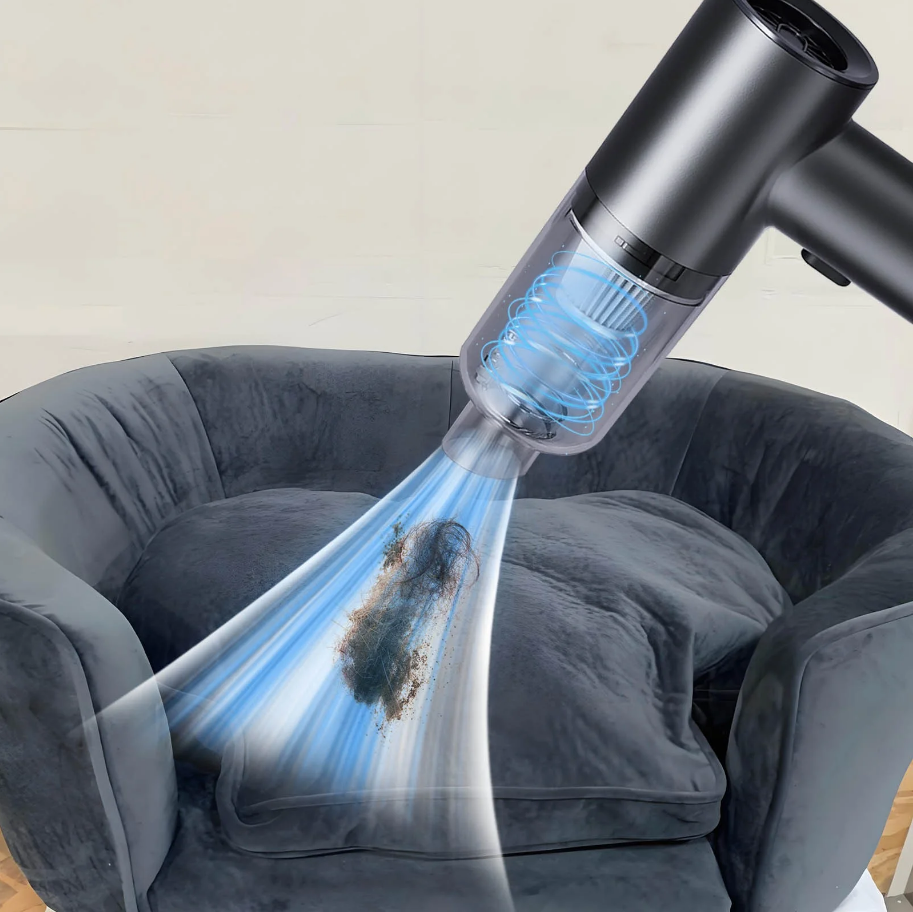 Portable Car Mounted Vacuum Cleaner Wireless Charging For Car Use High Suction Power Powerful Small Handheld Mini For Household Use, and For Pets.